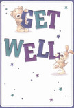Bright and cheerful, this get well card radiates positivity in the same way a hand-delivered arrangement from a Bethnal Green Florist brings comfort to local residents. Two adorable characters-a cuddly bear and a playful puppy-spring from the scene, their soft, illustrated fur nearly touchable, balancing the large, colourful letters that spell a heartfelt get well message. Deep indigos and vibrant teals infuse the text with playful energy, set against a light, creamy canvas that glows with clarity and warmth. Whimsical stars in hues of blue and purple float across the card, creating a hopeful, magical atmosphere. The combination echoes the comfort and warmth found in a bouquet sent to brighten a home near Bethnal Green Gardens or a friend's recovery room. Perfectly arranged in both spirit and design, this card's gentle optimism and sweet illustrations become an emotional salve, offering kindness and support from the heart of East London.